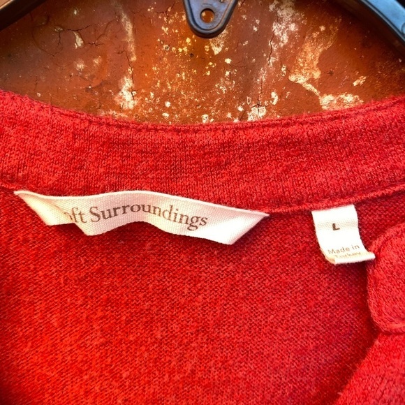 Soft Surroundings Womens Large Red Rayleigh Roll Tab Fleece Zip Sweater - Picture 5 of 9